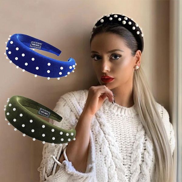

fashion pearl thickening velvet headbands hari hoop 5cm solid wide girl hairbands women headbands hari hoop 5cm solid