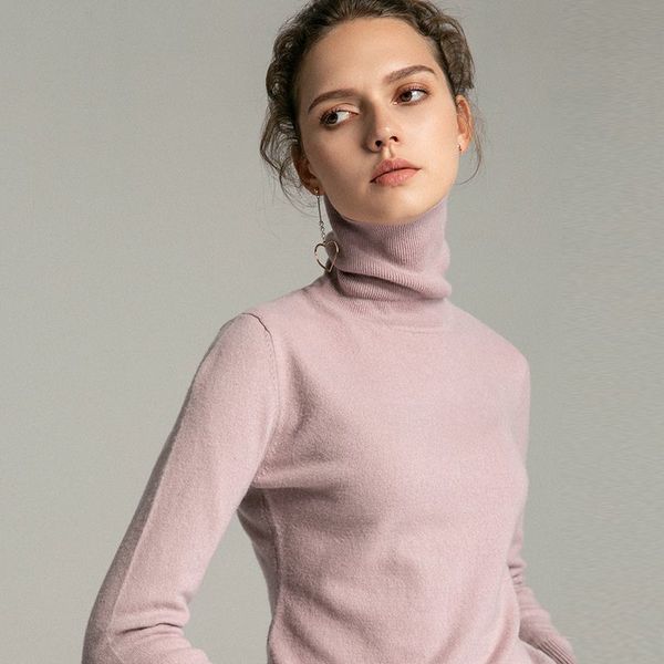 

2021 new color trend royal 100% merino gold jacket high pullover rib collar blouses women knit jumper female ikbb, White;black