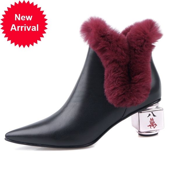 

2021 new fashion genuine leather women winter ankle royal skin black shoes woman riding boots 43 5vte