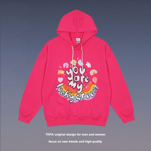 

tkpans harajuku style printed hooded sweater for men and women, Black