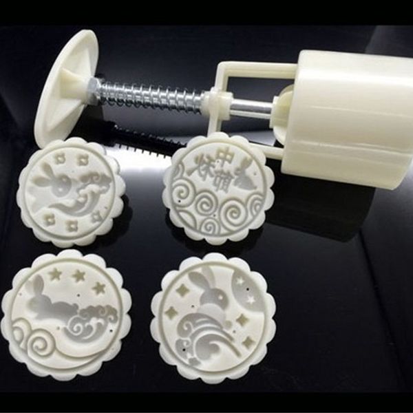 

diy hand pressing mooncake mould fashion flowers style moon cake mold set for kitchen baking tool eco friendly 4 2zf zz