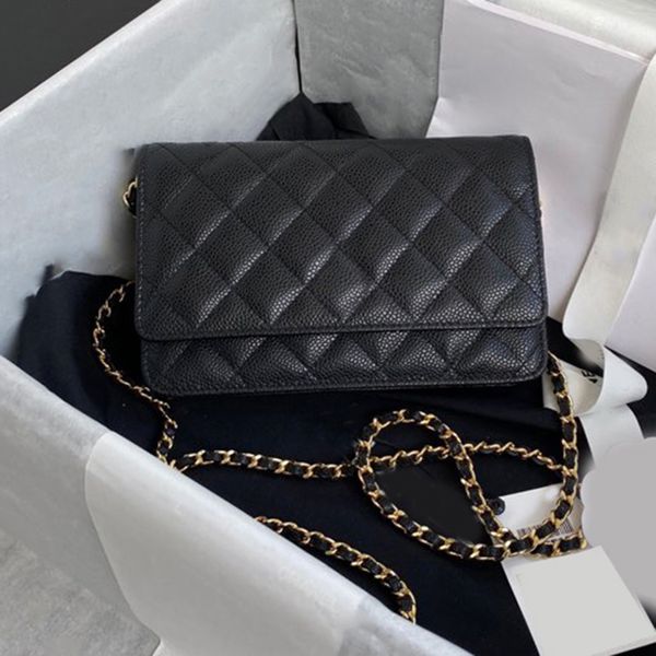 

2020 spring/summer new version of woc33814 calf leather classic ringle and leather through the classic design of metal chain