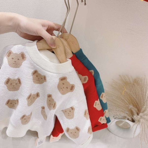 

xiaobao korean version 2020 winter strawberry new children's men's and women's cute cartoon bear plush sweater, Blue