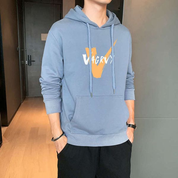 

2020 men's spring new and autumn hooded sweater trend long sleeve loose pullover sportswear, Gray