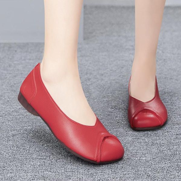 

autumn women flats plus size comfortable pu shallow square toe casual ladies flat loafers solid color shoes, Black