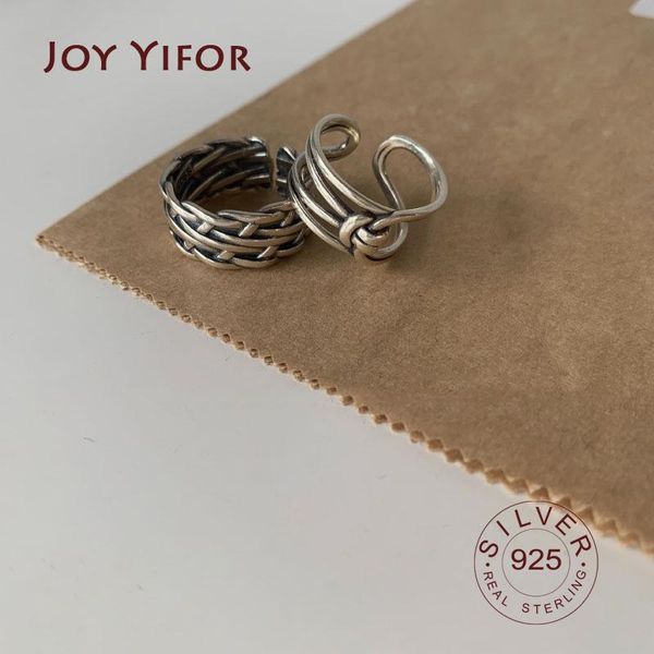 

cluster rings 925 sterling silver tassel chian stars for women couples vintage weaving cross geometric hiphop rock jewelry gift, Golden;silver