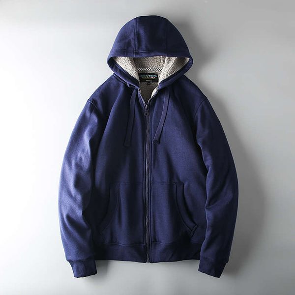 

cattle cashmere sweater men's autumn winter plush hooded oversize coat, Black