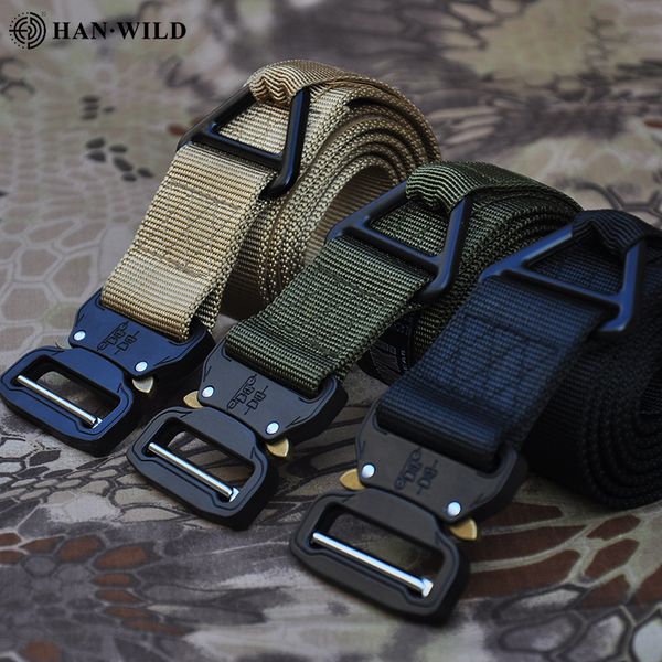 

2020 belt tactical hiking belts men outdoor hook&loop nylon belt adjustable quick release training waistband 128cm, Black;green