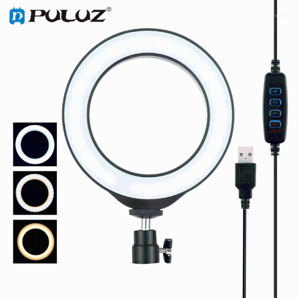 

flash heads puluz 4.7/6.2 inch usb 3 modes dimmable pography selfie ring light led video for blogger&cold shoe tripod ball head1