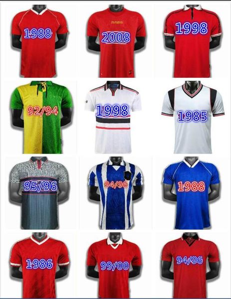 

1983 united retro utd manchester soccer jersey united ronaldo beckham cantona keane scholes giggs football shirt, Black;yellow