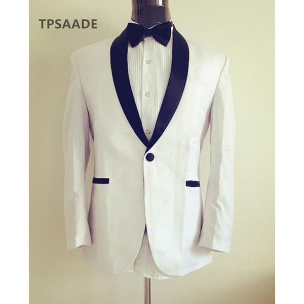 

white men suit black shawl black lapel 2 pieces (jacket+pants+tie) classic style terno masculino trajes de hombre blazer 749, White;black