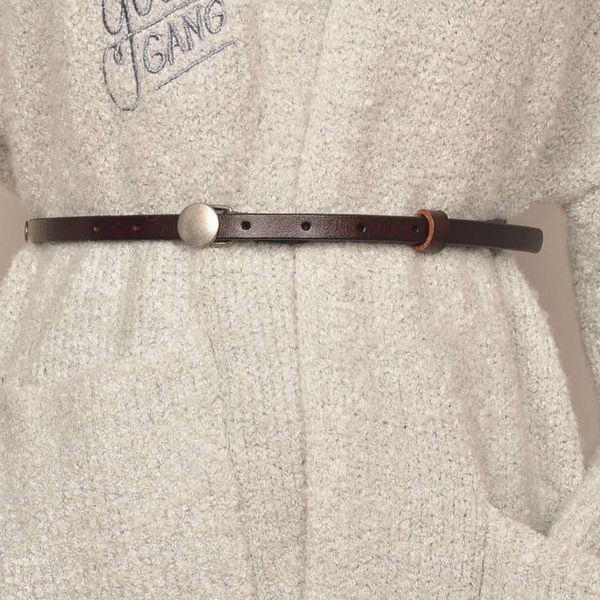 

women's thin decorative literature leather simple and versatile knotting dress small belt with skirt sweater, Black;brown