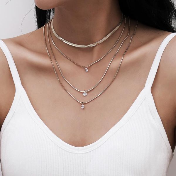 

charm, fashion, light luxury, niche soft snake bone chain necklace, temperament all-match pendant jewelry female, Silver