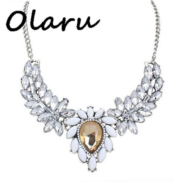 

chokers olaru jewelry brand 5colors crystal water drop choker necklace maxi gem collar statement pendant necklaces woman c-h162, Golden;silver