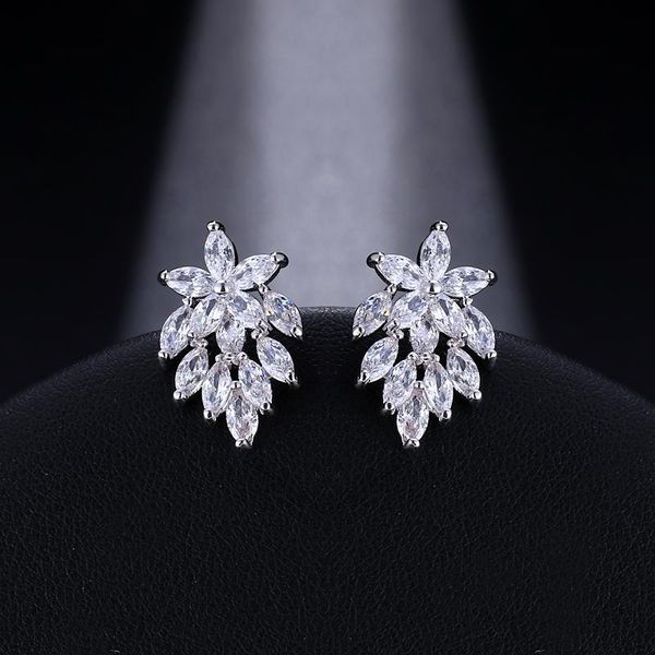 

stud emmaya delicate earring handmade fashionable flower crystal solid cz jewelry for women girls gorgeous gift party wedding, Golden;silver
