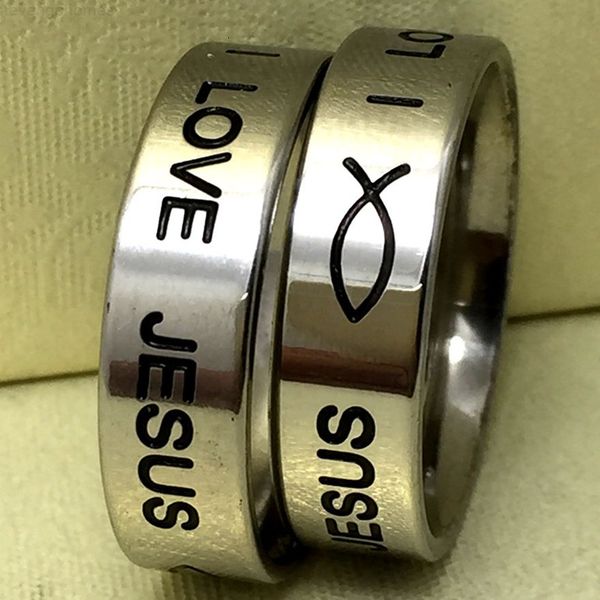 

316l wholesale 30factory 6mm i love jesus cross stainless steel rings christian enamel fashion band jewelry finger ring, Silver