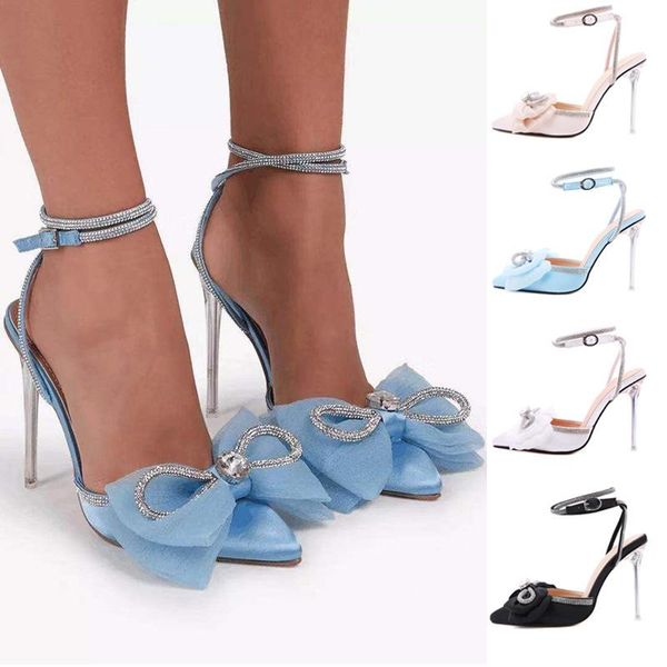 

summer women's sandals fashion pointed toe ladies buttery-knot high heels sandalies female footwear sandalias de tacon, Black