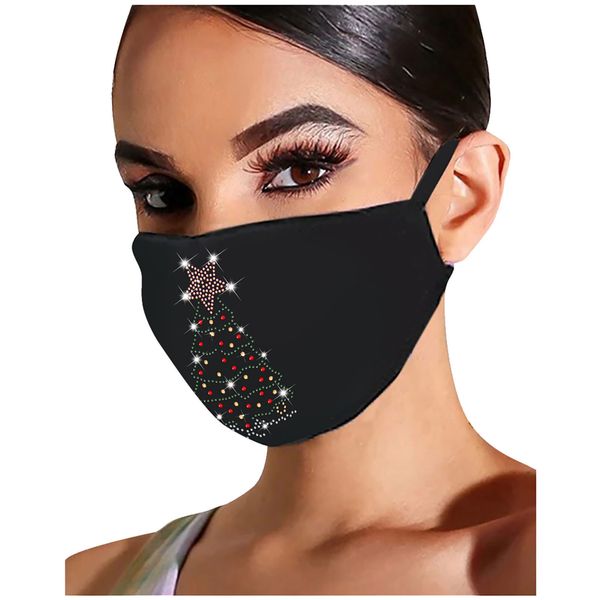 

new face christmas fashion rhinestones windproof glitter dust mask washable breathable drill ice cotton mouth masks mscara d4