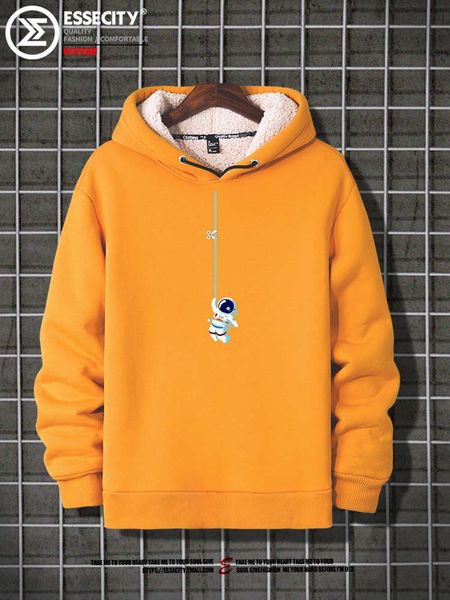 

sweater men's hooded thickened korean youth plush couple's wear, Black