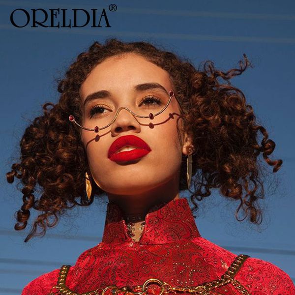 

luxury- fashion rhinestone glasses frame alloy diamond sunglasses half frame glasses women 2020 crystal water drop decoration, Black