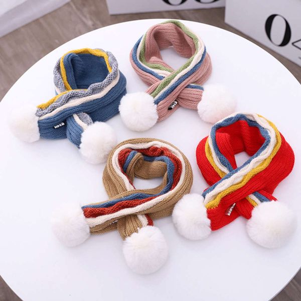 

stripe children's new baby's warm color winter knitted neck wool scarf wj8687 ic2q, Red;brown