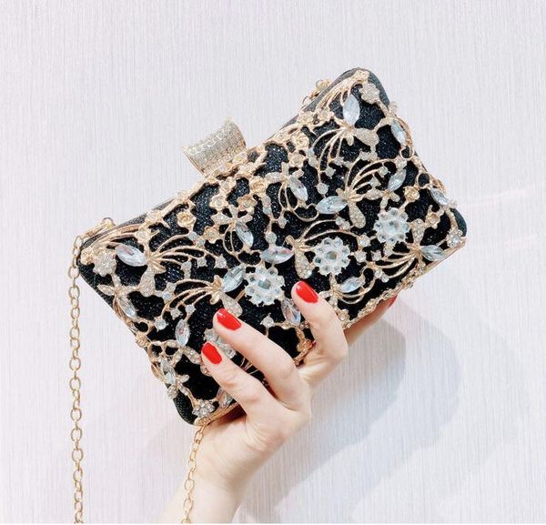 

2020 fashion women evening clutch bag handbags female day clutch wedding purse party banquet pink / gold / black chain shoulder bags