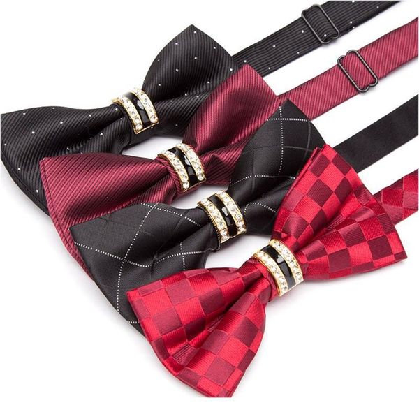 

men bowtie formal stripe luxury rhinestone necktie men's fashion business mens wedding bow tie male dress shirt g qyldax, Black;gray