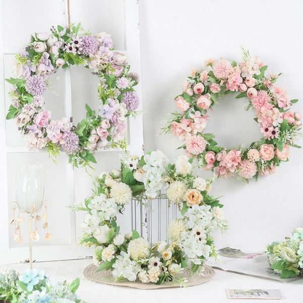 

artificial flower wreath fake rose peony wreath window diy wedding decoration colorful garland home wall hanging door decor1