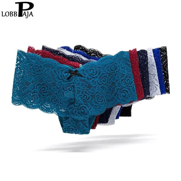 

lobbpaja lot 6 pcs underwear women cotton full lace floral panties young ladies french knickers low rise boxer briefs #9346, Black;pink