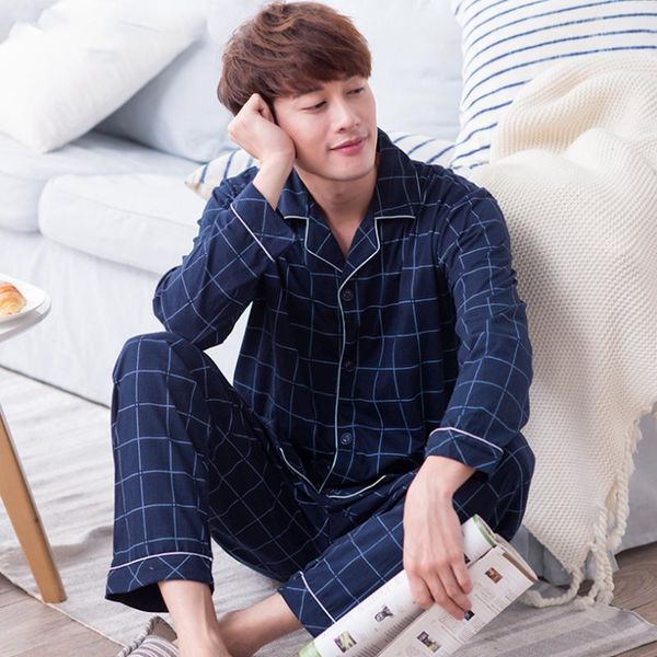 

pyjama male homewear lounge wear clothes 2020 summer casual striped cotton pajama sets for men short sleeve long pants sleepwear, Black;brown