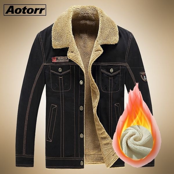 

winter jacket men military outerwear tactical air force pilot bomber jackets mens fur collar jeans coats veste homme streetwear 201120, Black;brown