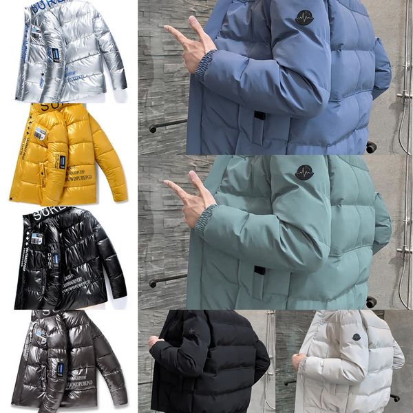 

p7ai8 men's bright coat autumn and winter new fashion brand thickened down padded jacket down cotton coat cotton padded jacket korean f, White