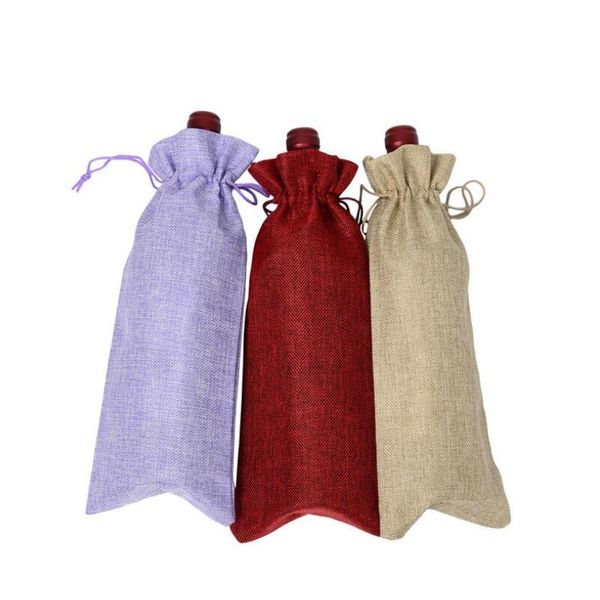

15*35cm christmas decor burlap champagne wine bottle bags covers party festival gift pouch pac jllaum sport777