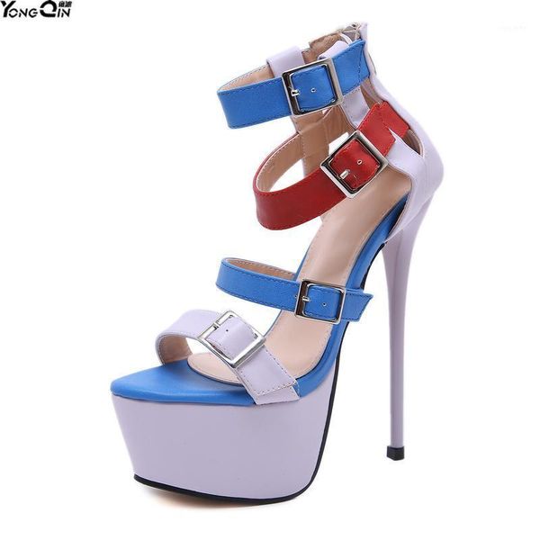 

spring new color matching women's sandals high heels women's sandals shoes1, Black