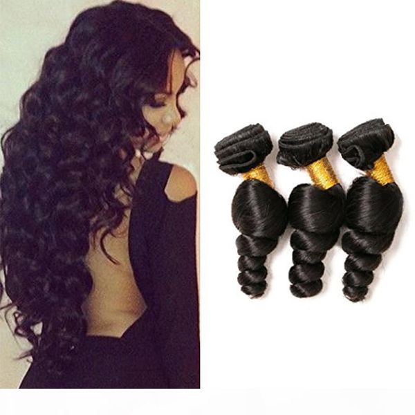 

brazilian loose wave virgin hair bundles human hair extensions natural black 3pcs 7a 100% unprocessed brazilian hair weave weft dyeable, Black;brown