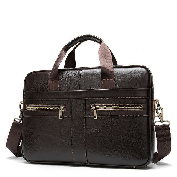 

genuine briefcase male man lapfor men messenger bags men's briefcases natural leather solid color bag