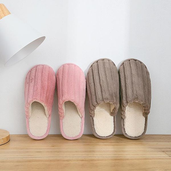 

slippers comfortable cotton fabric women winter short plush shallow shoes slipper large size home velvet warm, Black
