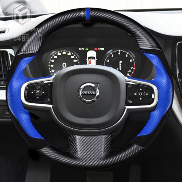 Para Volvo XC60 / S90 / XC60 / S60L / V40 / tampa da roda de carro S80L DIY Personalizado couro costurado à mão cobertura de volante