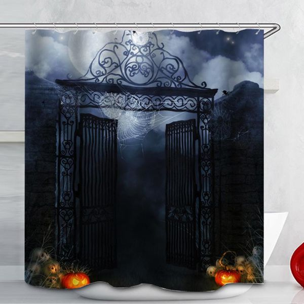 

decor curtain rug polyester bathroom halloween waterproof pumpkin mat shower castle slip cover toilet non set fabric home bbyaqu lipper