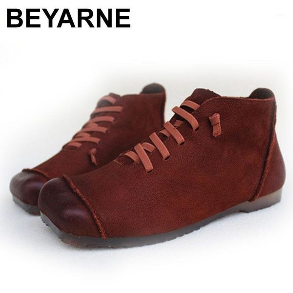 

boots beyarne woman shoes genuine leather slip on female boot 2021 spring ankle for women autumn black booties1