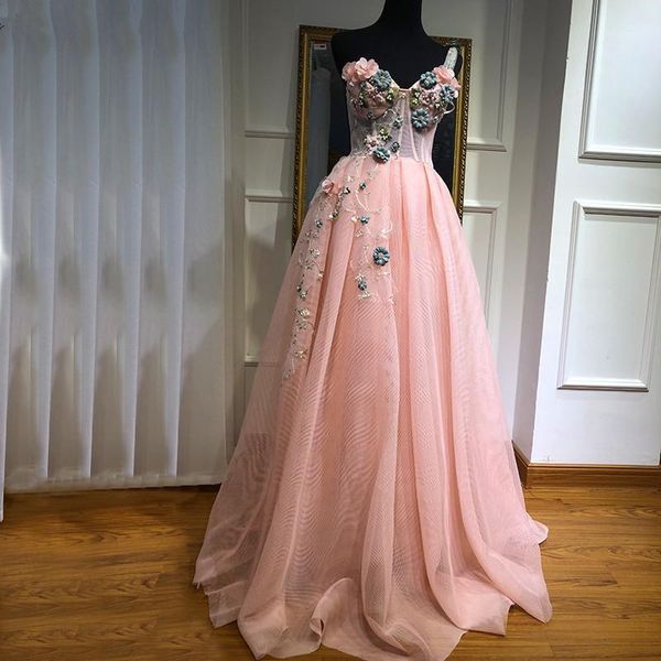 

pink muslim evening dresses 2019 a-line one-shoulder tulle pearls long islamic dubai saudi arabic long formal evening gown1, White;black