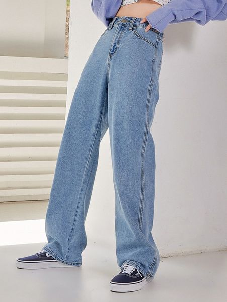 

dazy high waist solid boyfriend jeans 23rs#, Blue