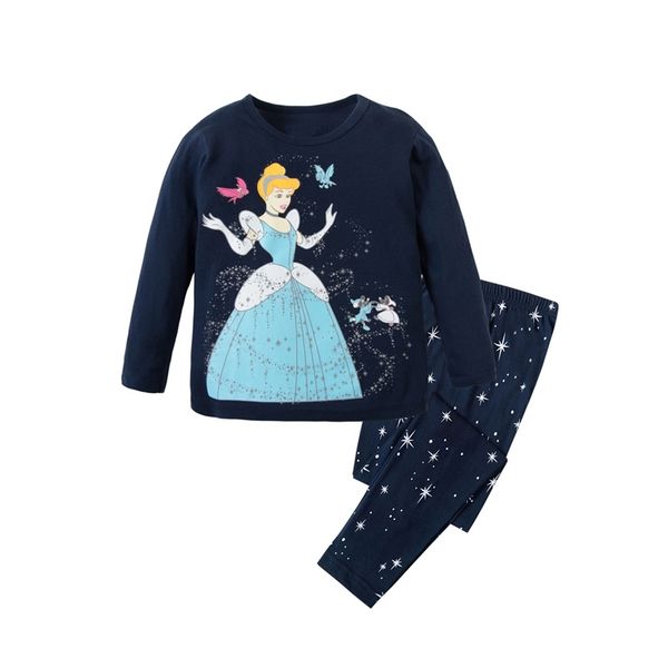 

long sleeve cotton girls princess pajamas baby girl pyjamas pijamas girls kids christmas pajamas pijama de unicornio kids pjs y200704, Blue;red