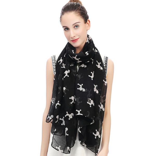 

poodle dog animal pet print women's scarf shawl wrap soft lightweight gift idea, Blue;gray