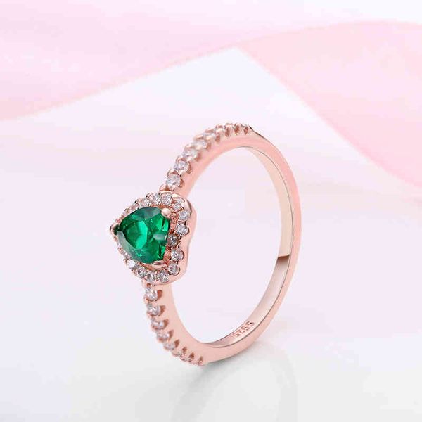 

silver ring women engagement jewelry anniversary 925 sterling heart emerald ladie european diy 2022 new