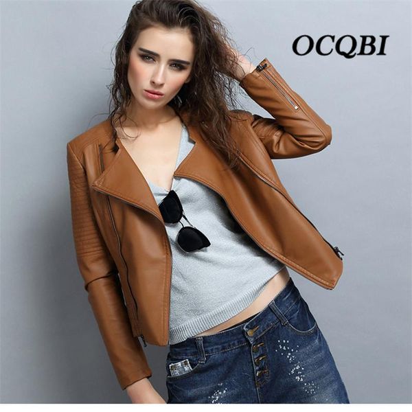 

women's jackets 2021 spring women coat and jacket bomber motorcycle pu fashion slim short streetwear, Black;brown