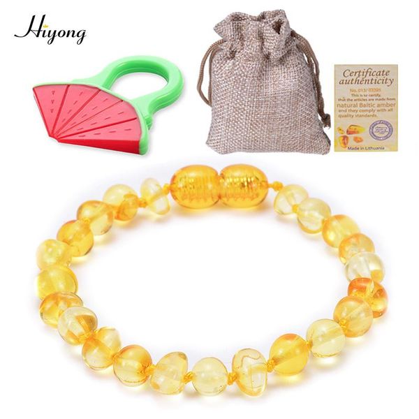 

natural ambers teething bracelet/anklet for baby(unisex) anti flammatory drooling fussiness reduce baltic ambers bead for baby, Black