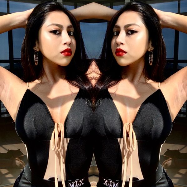 

latin dance clothes ladies vest black shirt n-neck party dancers dress latin summer training performance costume i930, Black;red