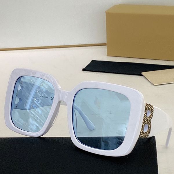 

oversized cat eye women designer sunglasses square plate frame big double b letter leg beach style b 4355 light blue lens sunglasses, White;black