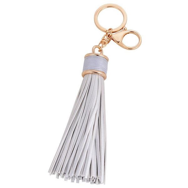 

fashion casual leather tassels women keychain bag pendant alloy car key chain ring holder retro jewelry llavero ch500 h wmtnta, Silver